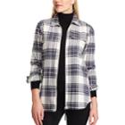 Women's Chaps Plaid Zip-front Shirt, Size: Xxl, White