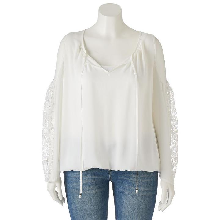 Juniors' Plus Size Heartsoul Cold Shoulder Peasant Top, Girl's, Size: 2xl, Lt Beige