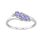 Tanzanite & Diamond Accent 10k White Gold 3-stone Bypass Ring, Women's, Size: 9, Purple