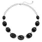 Graduated Black Oval Stone Necklace, Women's