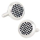 Onyx And Mother Of Pearl Checker Step Cuff Links, Men's, Black