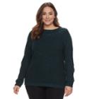 Plus Size Croft & Barrow&reg; Cable-knit Boatneck Sweater, Women's, Size: 2xl, Turquoise/blue (turq/aqua)