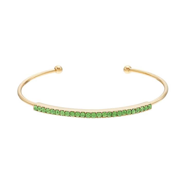 Green Simulated Peridot Cuff Bracelet, Women's