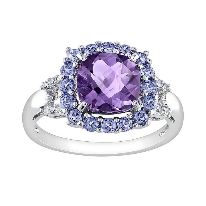 Sterling Silver Amethyst, Tanzanite And Diamond Accent Frame Ring, Women's, Size: 5, Purple