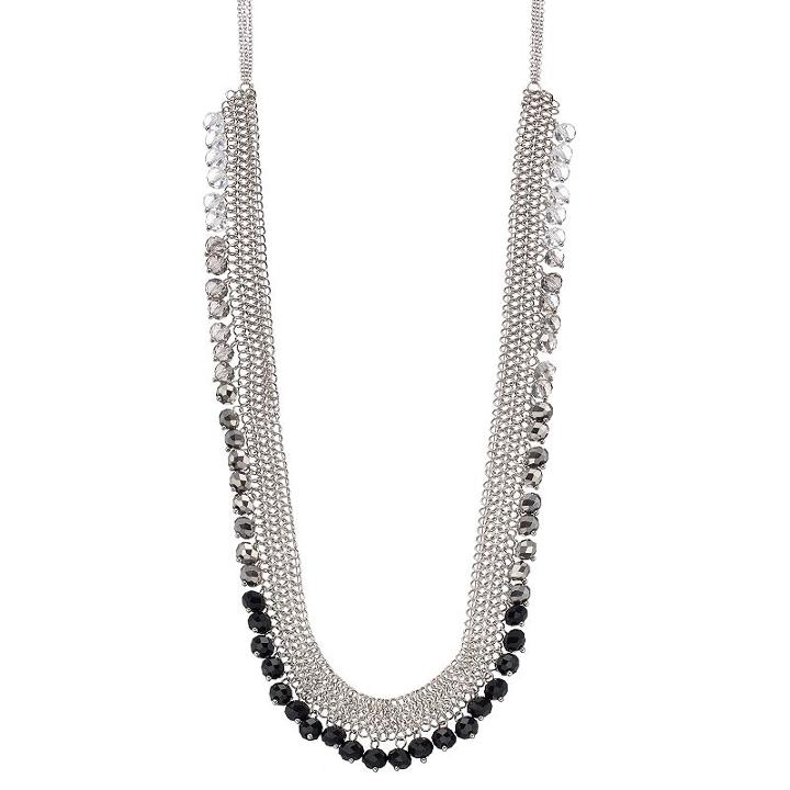 Simply Vera Vera Wang Long Ombre Shaky Bead Mesh Necklace, Women's, Black