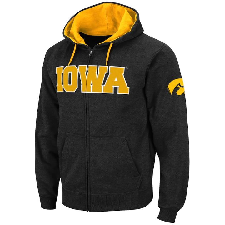 Men's Iowa Hawkeyes Full-zip Fleece Hoodie, Size: Medium, Dark Grey