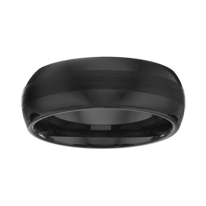 Black Ceramic Textured Band - Men, Size: 8