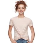 Juniors' Love, Fire Twist Front Tee, Teens, Size: Medium, Light Pink