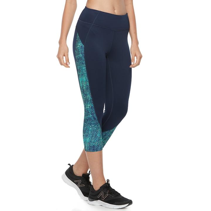 Women's Tek Gear&reg; Contrasting Sides Capris, Size: Small, Turquoise/blue (turq/aqua)