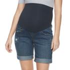 Maternity A:glow Belly Panel Bermuda Jean Shorts, Women's, Size: 14-mat, Dark Blue