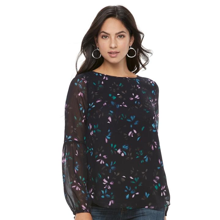 Women's Apt. 9&reg; Textured Balloon Sleeve Top, Size: Xxl, Blue