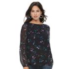 Women's Apt. 9&reg; Textured Balloon Sleeve Top, Size: Xxl, Blue