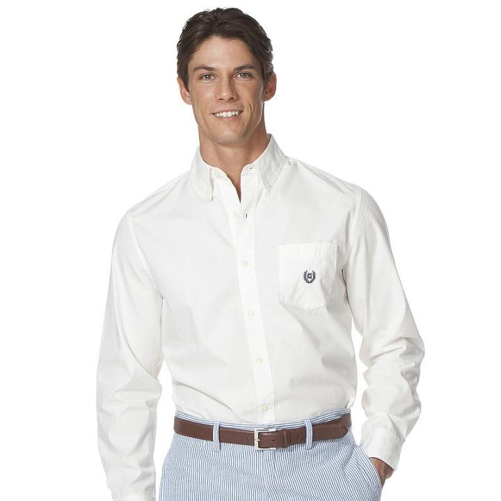 Men's Chaps Classic-fit Solid Button-down Shirt, Size: Xl, White