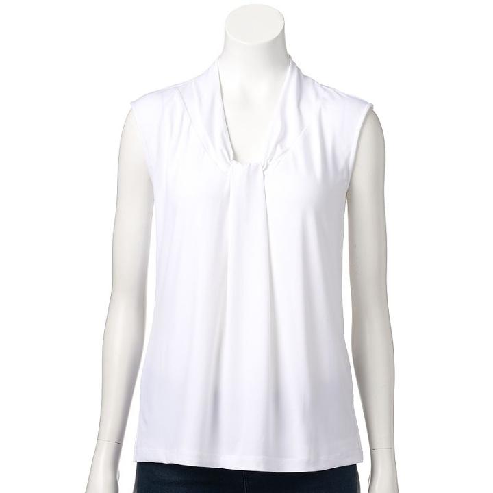 Women's Dana Buchman Print Knot-front Top, Size: Large, White