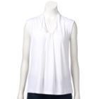 Women's Dana Buchman Print Knot-front Top, Size: Large, White