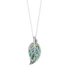 Sterling Silver Abalone Leaf Pendant Necklace, Women's, Size: 18, Green