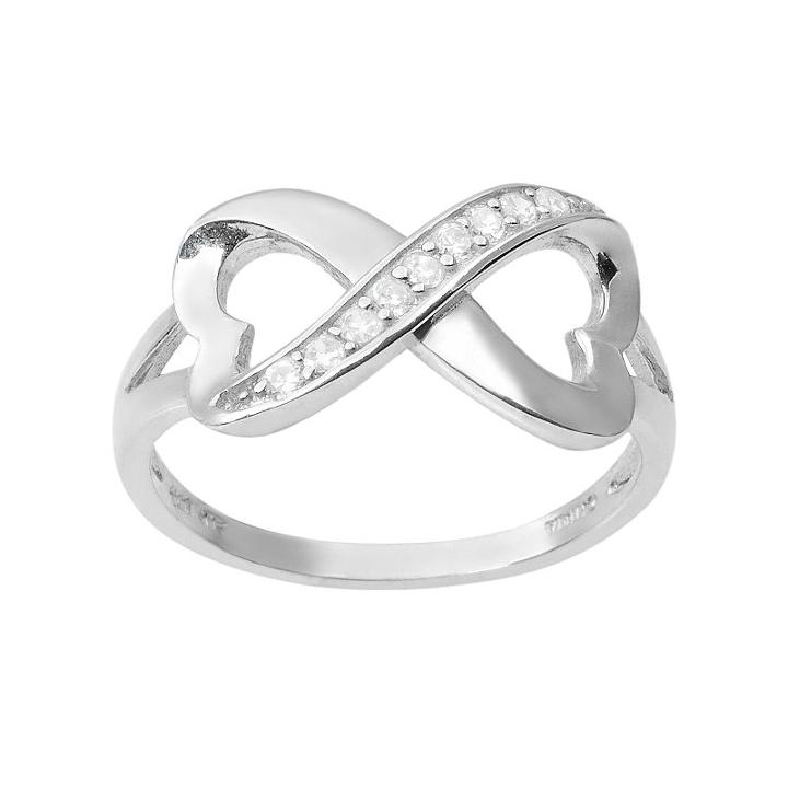 Journee Collection Cubic Zirconia Sterling Silver Heart Infinity Ring, Women's, Size: 9, Grey