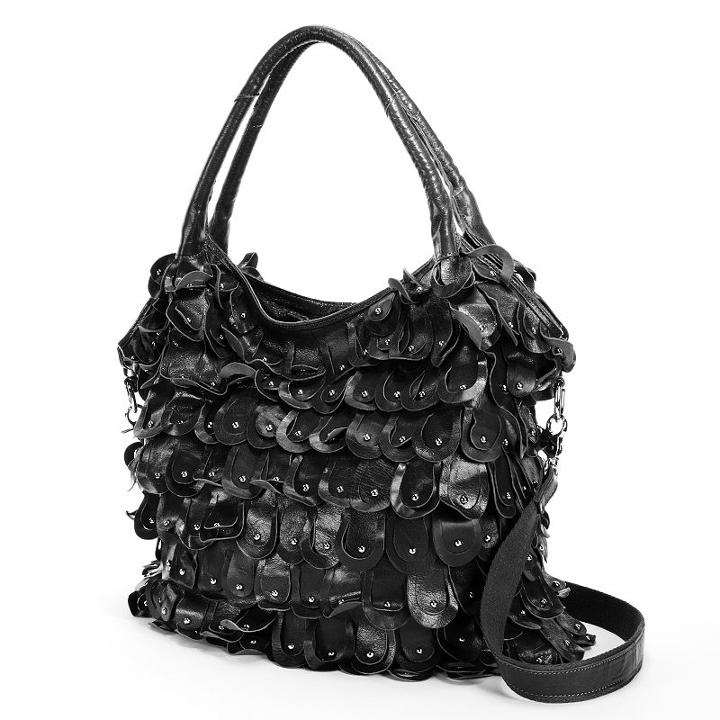 Amerileather Peacock Leather Convertible Shopper, Women's, Black