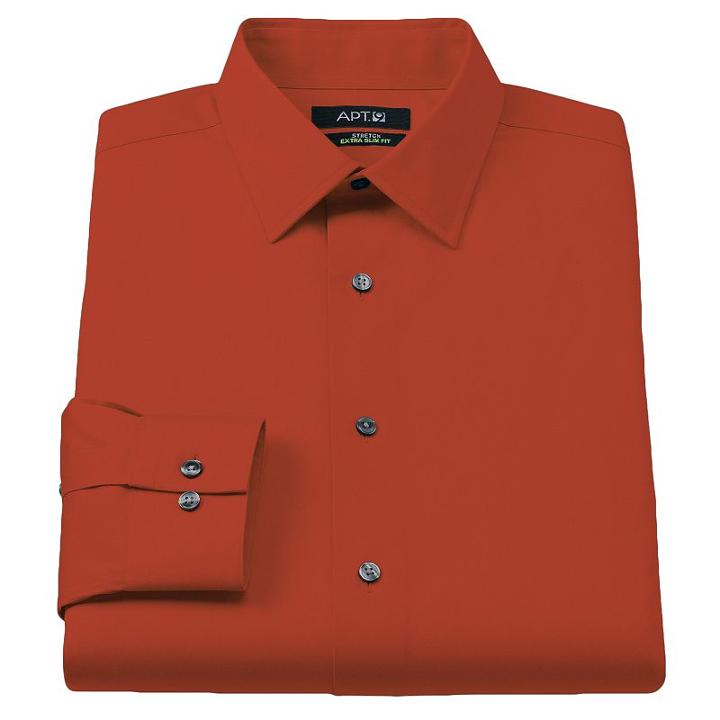 Men's Apt. 9&reg; Extra-slim Solid Stretch Dress Shirt, Size: 15.5-34/35, Orange