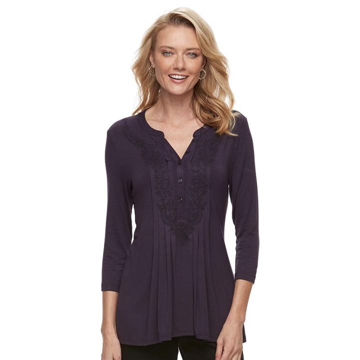 Women's Croft & Barrow&reg; Pleated Popover Top, Size: Large, Drk Purple