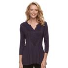 Women's Croft & Barrow&reg; Pleated Popover Top, Size: Large, Drk Purple