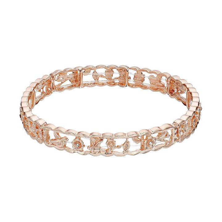 Lc Lauren Conrad Bird & Flower Openwork Stretch Bracelet, Women's, Med Pink
