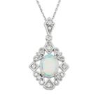 Lab-created Opal & Cubic Zirconia Sterling Silver Filigree Pendant Necklace, Women's, Size: 18, White