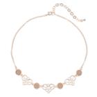 Glitter Disc & Filigree Link Necklace, Women's, Pink