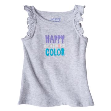 Baby Girl Jumping Beans&reg; Happy Is My Favorite Color Glittery Graphic Tank Top, Size: 6 Months, Light Grey