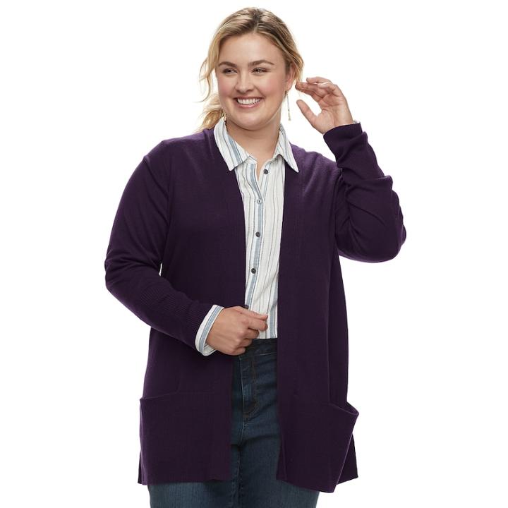 Plus Size Sonoma Goods For Life™ Ribbed Cardigan, Women's, Size: 4xl, Purple