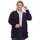 Plus Size Sonoma Goods For Life&trade; Ribbed Cardigan, Women's, Size: 4xl, Purple