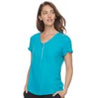 Women's Apt. 9&reg; Lace Accent Zipper Top, Size: Medium, Med Blue
