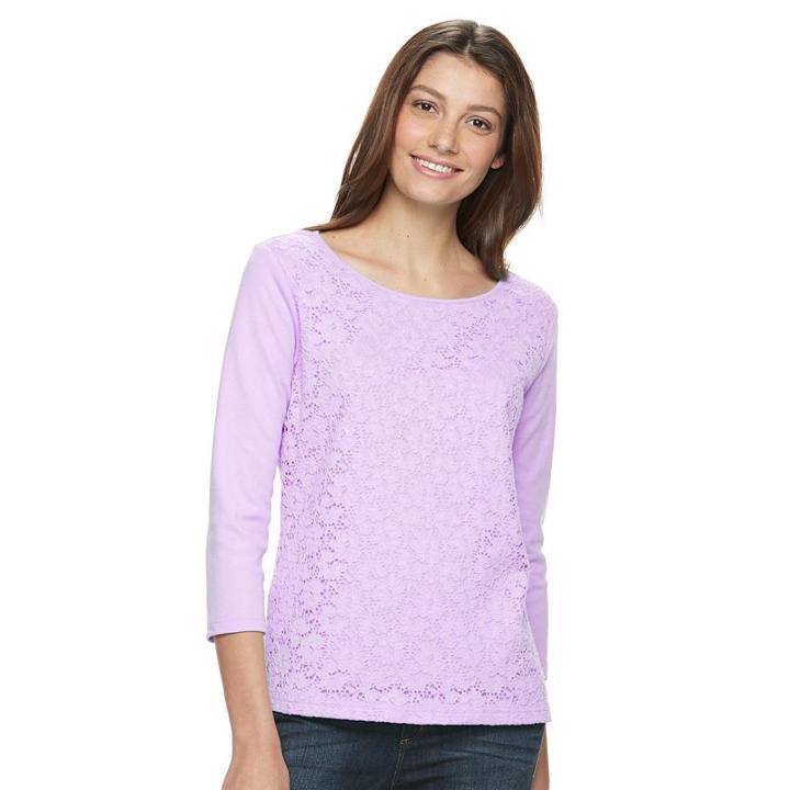 Petite Napa Valley Lace Top, Women's, Size: M Petite, Purple