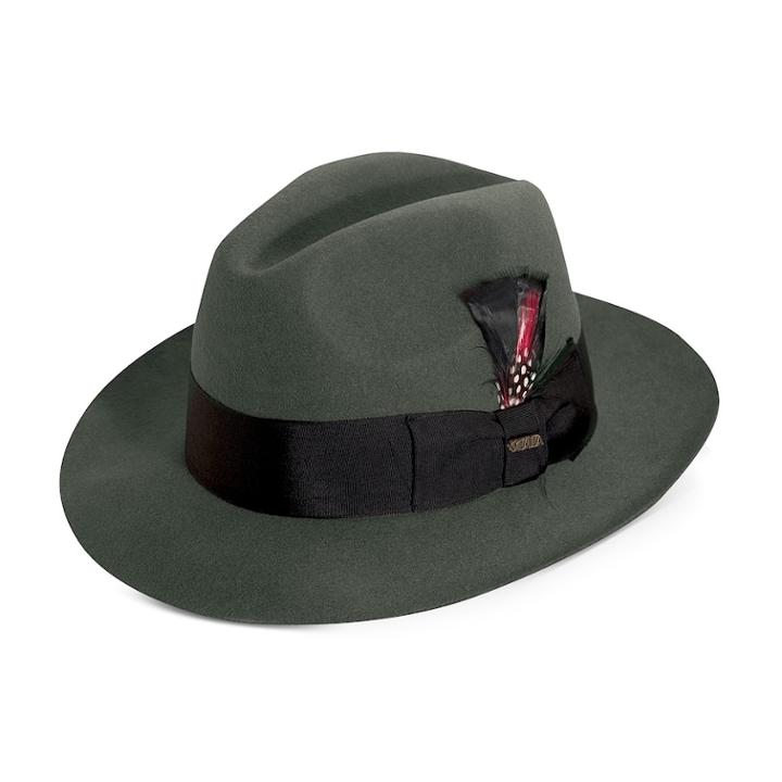 Men's Scala Grosgrain Wool Felt Fedora, Size: Large, Grey