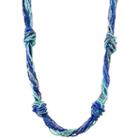 Blue Seed Bead Long Knotted Torsade Necklace, Women's