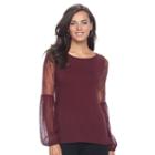 Women's Apt. 9&reg; Mixed-media Lace Top, Size: Large, Red