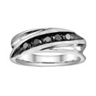 Platina 4 1/2-ct. T.w. Black Round-cut Diamond Wedding Band - Men, Size: 9