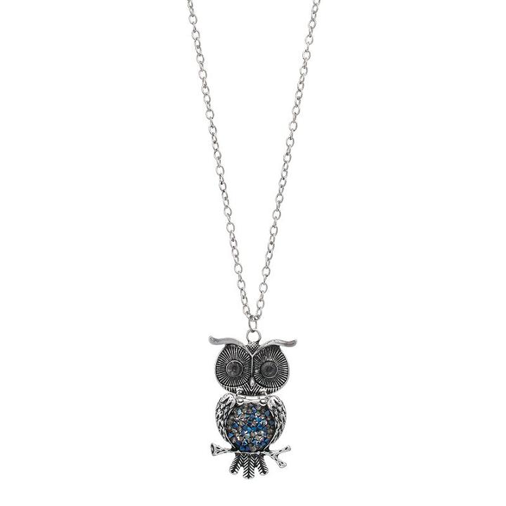 Mudd&reg; Blue Owl Pendant Necklace, Women's, Silver