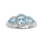 Sterling Silver Blue & White Topaz 3-stone Ring, Women's, Size: 6