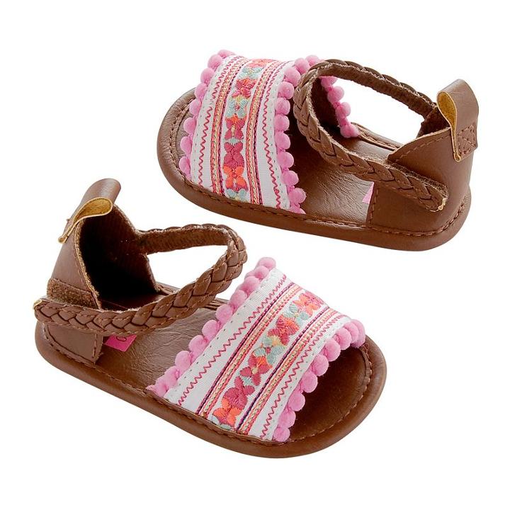 Baby Girl Carter's Embroidered Espadrille Crib Shoes, Size: 6-9 Months, Pink