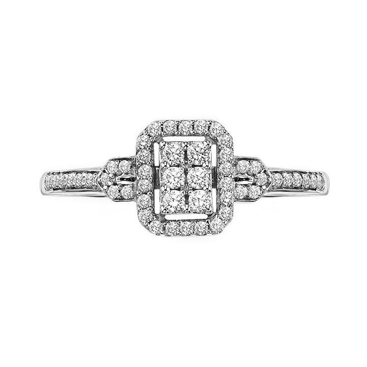 Cherish Always Round-cut Diamond Frame Engagement Ring In 10k White Gold (1/4 Ct. T.w.), Women's, Size: 7.50