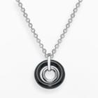 Stainless Steel And Black Ceramic Concentric Circle Pendant, Women's, Size: 18, Grey