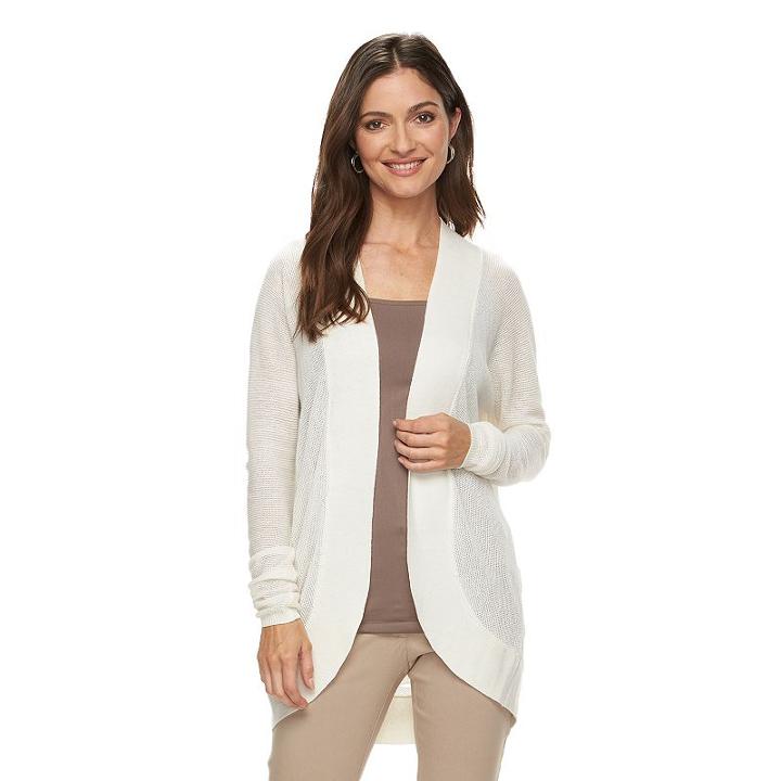 Women's Croft & Barrow&reg; Textured Cardigan, Size: Small, White