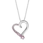Diamonluxe Sterling Silver .32-ct. T.w. Pink Simulated Diamond Journey Heart Pendant, Women's
