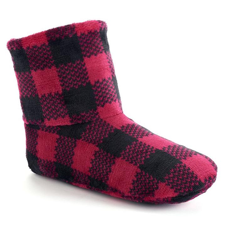 Women's Cuddl Duds Gripper Boot Slippers, Size: S-m, Med Pink