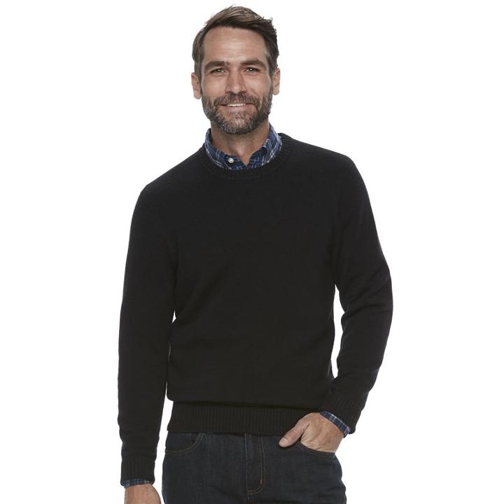Men's Croft & Barrow&reg; Classic-fit Stretch Crewneck Sweater, Size: Xl, Black