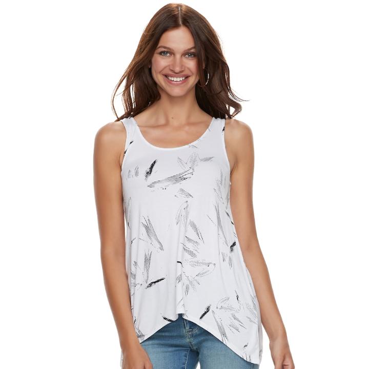 Women's Apt. 9&reg; Strappy Shark-bite Hem Tank, Size: Medium, White