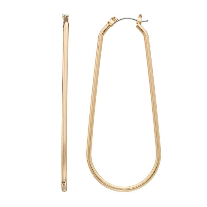 Jennifer Lopez Gold Tone Oval Hoop Earrings, Women's