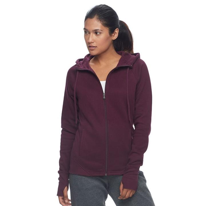 Petite Tek Gear&reg; Ribbed Fleece Zip-up Jacket, Women's, Size: M Petite, Drk Purple