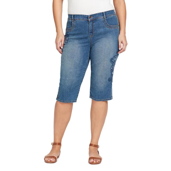 Plus Size Gloria Vanderbilt Sasha Skimmer Capris, Women's, Size: 16 W, Med Blue